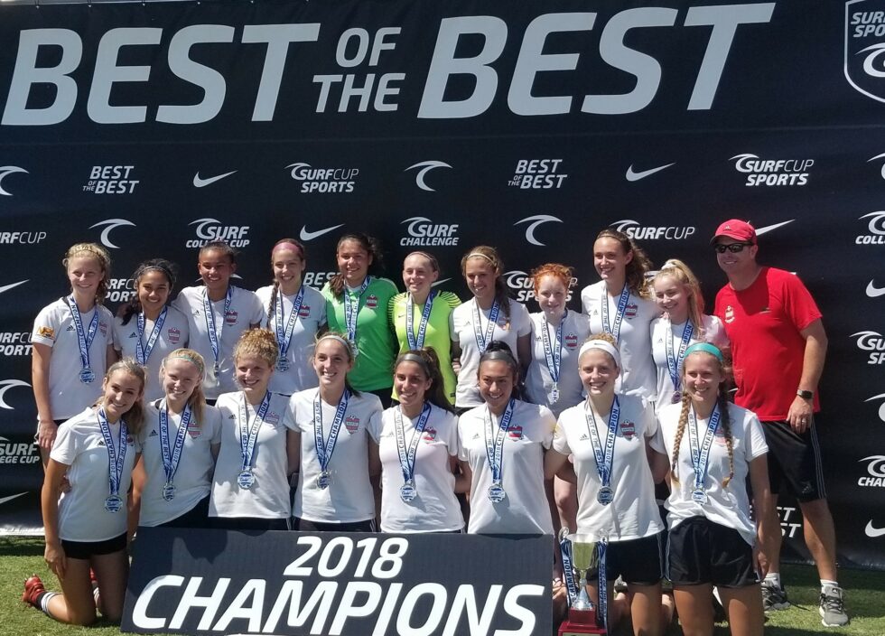 Longtime Legacy coach and executive director David Robertson with his 2001 girls team