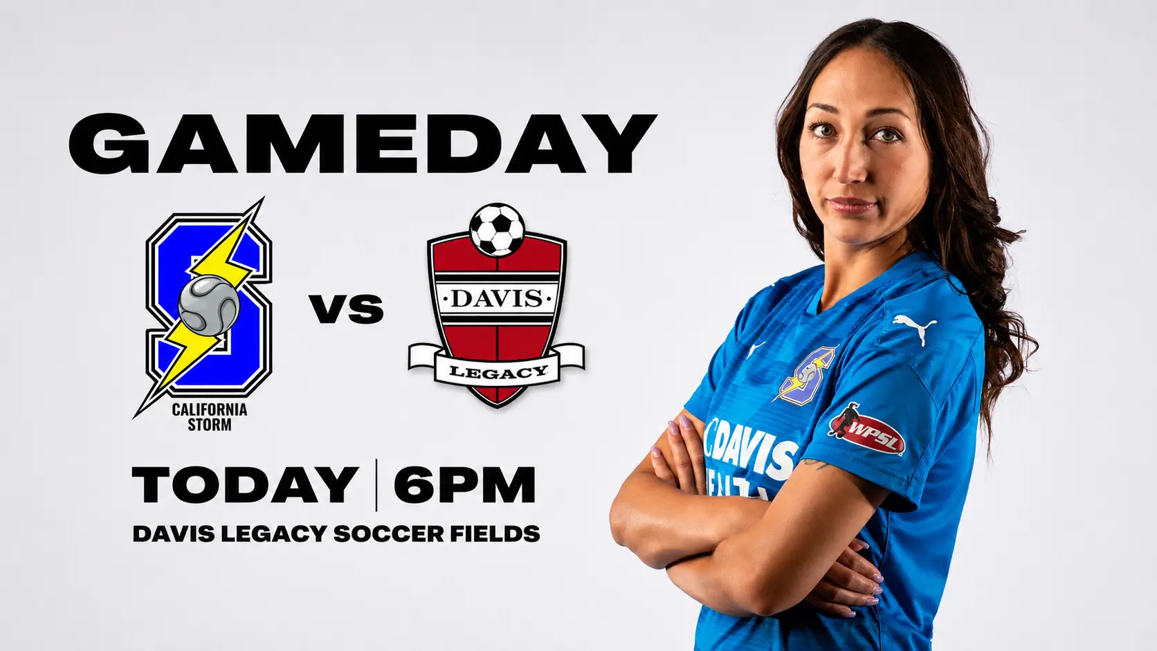 Former Legacy player and current Legacy coach Janae Gonzalez in promotional materials for a Storm friendly against the Legacy seniors