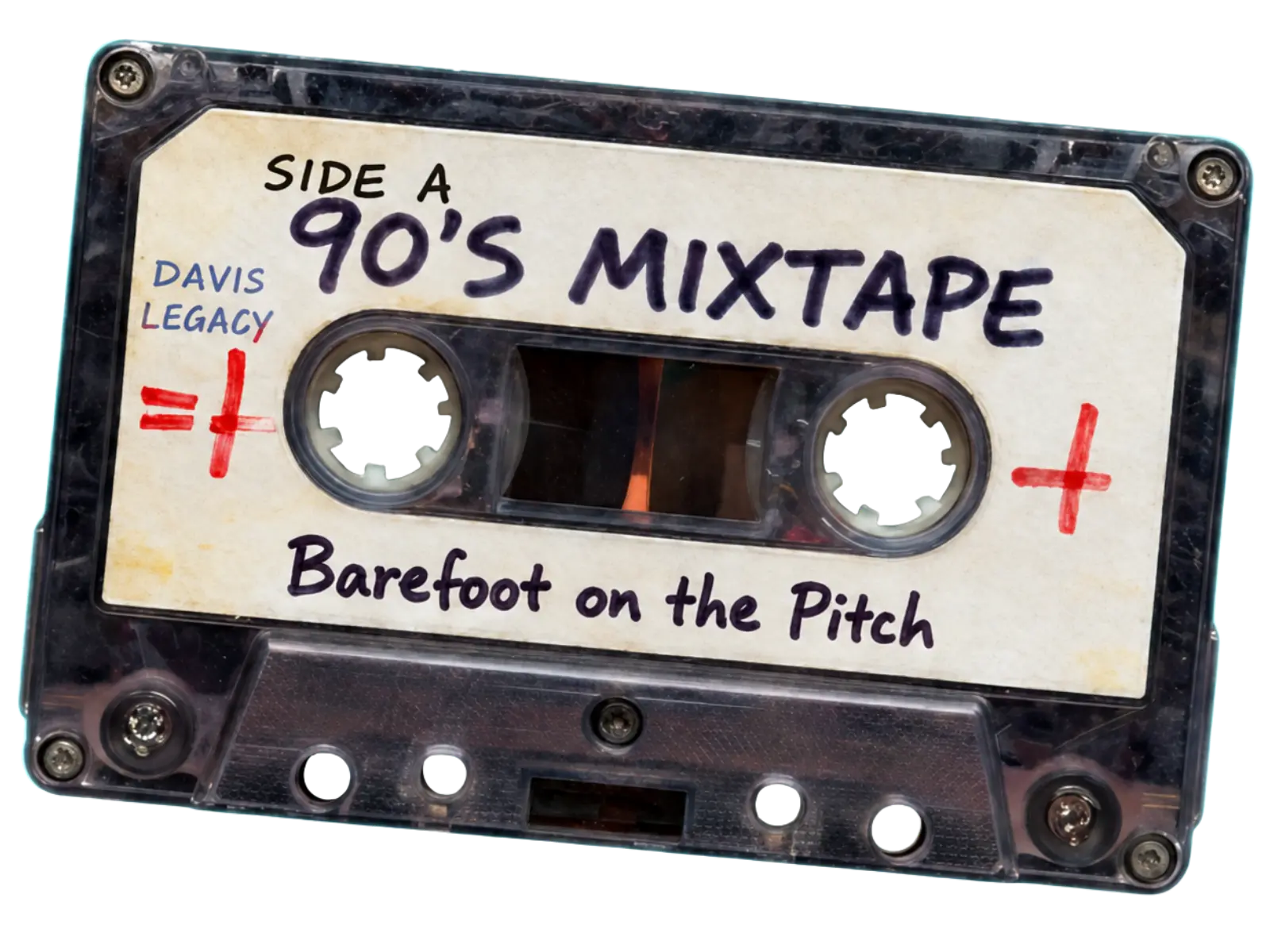 90's mixtape cassette for the Barefoot on the Pitch fundraiser